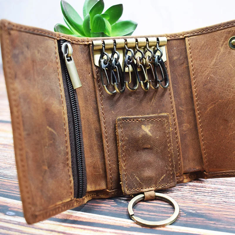 Leather Key Bag Unisex Key Purse Multifunction Organizer Wallet