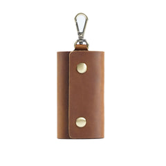 Leather Key Chain Retro Durable Key Case Crazy Horse Cowhide Storage Bag