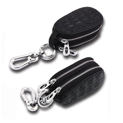 Double Zipper Leather Key Holder Car Key Wallet
