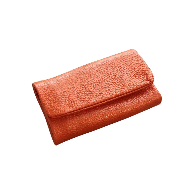 Leather Key Holder Wallet Money Clips 2-in-1 Mini Zipper Key Case