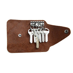 Vintage Crazy Horse Leather Key Wallet Holder For Men