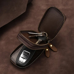 Leather Key Wallet Keychain Zipper Men Car Key Holder Case Housekeeper Pouch Bag