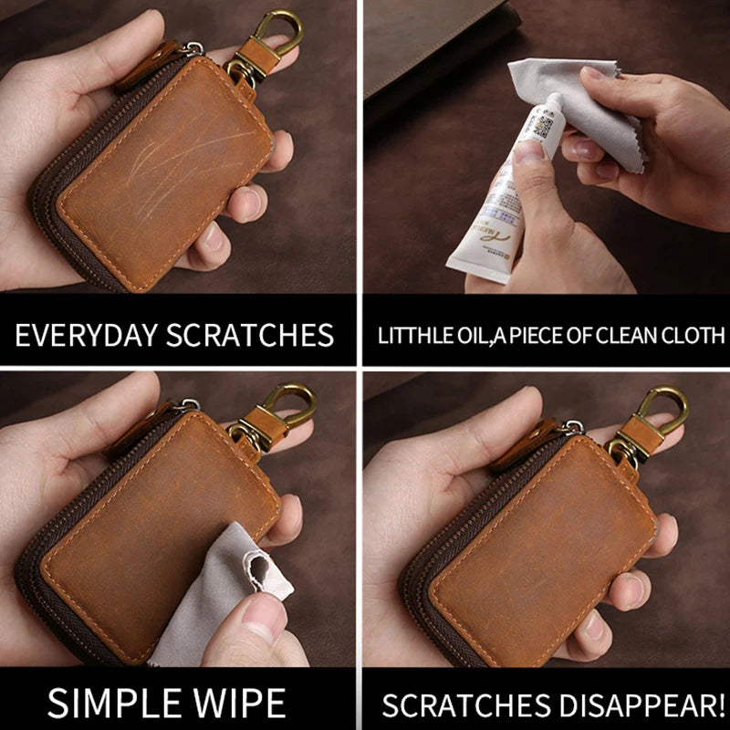Leather Key Wallet Keychain Zipper Men Car Key Holder Case Housekeeper Pouch Bag