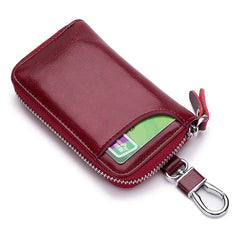 Leather Key Wallet Keychain Zipper Car Key Case