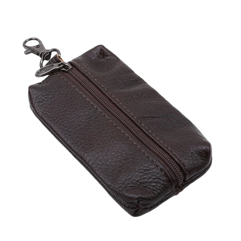 Leather Key Wallets for Men Women Zipper Key Case Bag