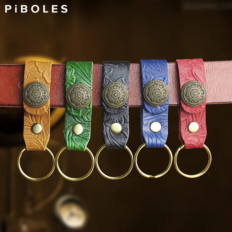 Leather Keychain DIY Pendant Key Ring Cow Leather Key Chain Holder