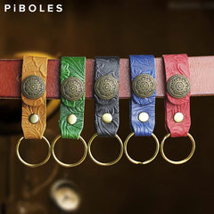 Leather Keychain DIY Pendant Key Ring Cow Leather Key Chain Holder