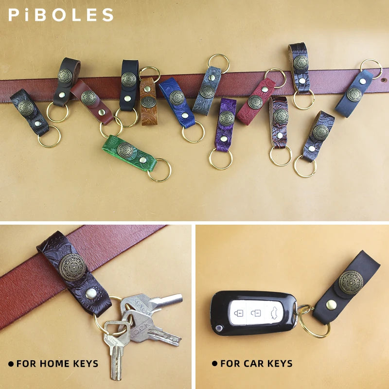 Leather Keychain DIY Pendant Key Ring Cow Leather Key Chain Holder