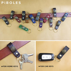 Leather Keychain DIY Pendant Key Ring Cow Leather Key Chain Holder