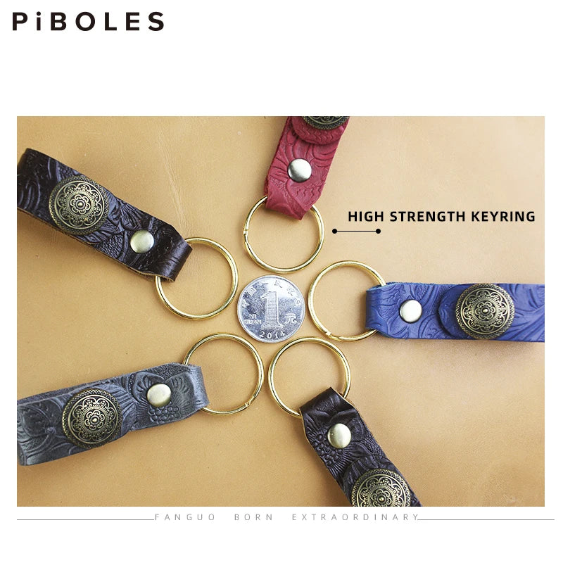 Leather Keychain DIY Pendant Key Ring Cow Leather Key Chain Holder