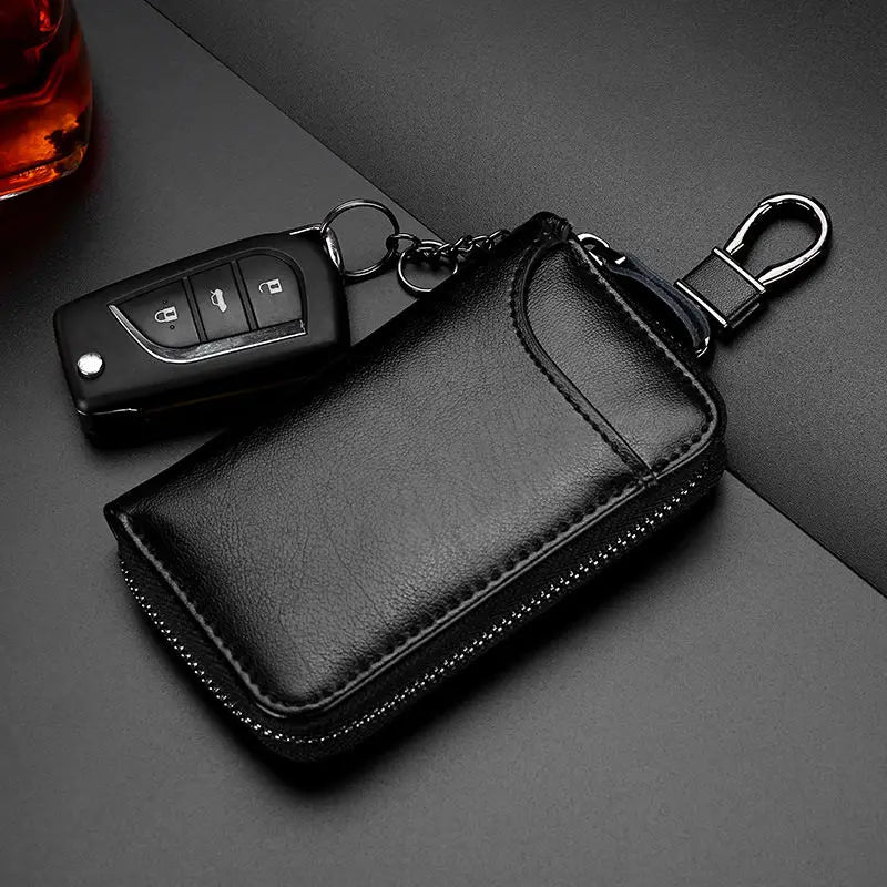 Leather Keychain Holder Keys Organizer Wallet Men Car Key Case