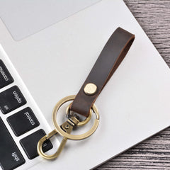 Vintage Style Leather Keychain Key Fob Holder