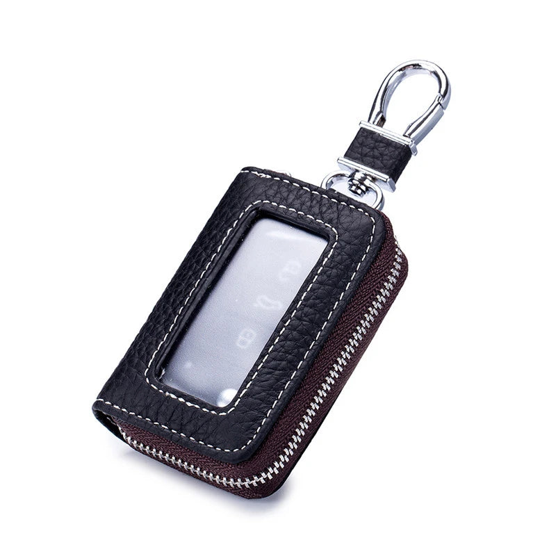 Leather Keychain Key Holder Pouch Cow Split Car Key Bag