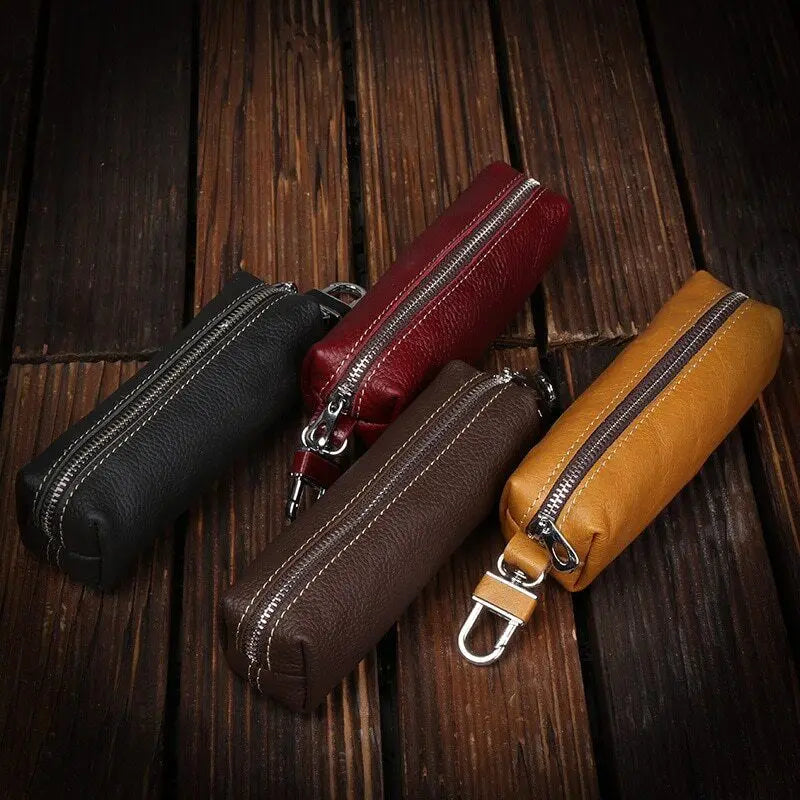 Leather Keychain Men Women Key Holder Organizer Pouch Key Bag Wallet