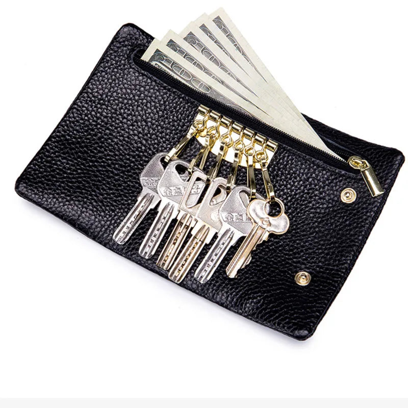 Leather Keychain Men Women Keyrings Wallet Covered Hasp Keys