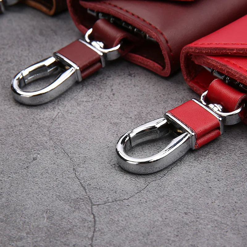 Leather Keychain Men Women Solid Keyrings Package Hasp Keys Organizer