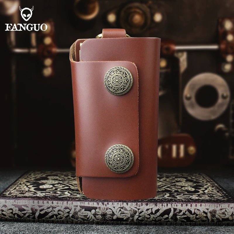 Leather Keychain Solid Key Wallet Hasp Casual Keys Holder