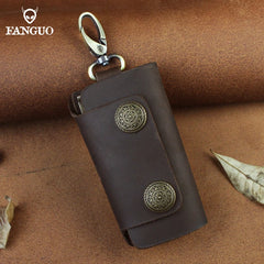 Leather Keychain Solid Key Wallet Hasp Casual Keys Holder
