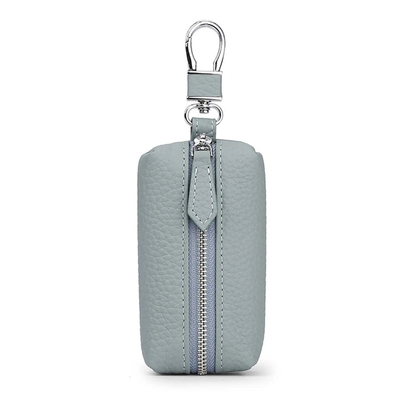 Leather Keychain Wallets Men Women Solid Zipper Car Key Holders