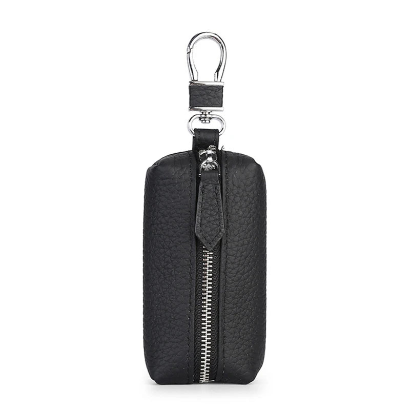 Leather Keychain Wallets Men Women Solid Zipper Car Key Holders