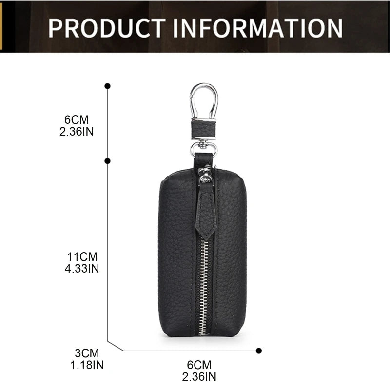 Leather Keychain Wallets Men Women Solid Zipper Car Key Holders