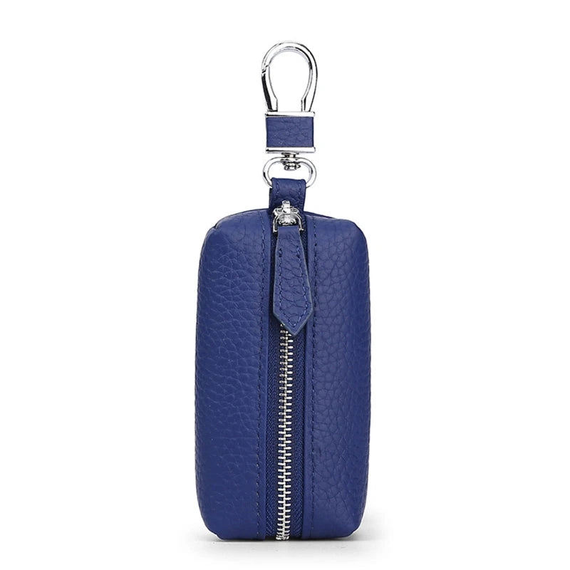Leather Keychain Wallets Men Women Solid Zipper Car Key Holders