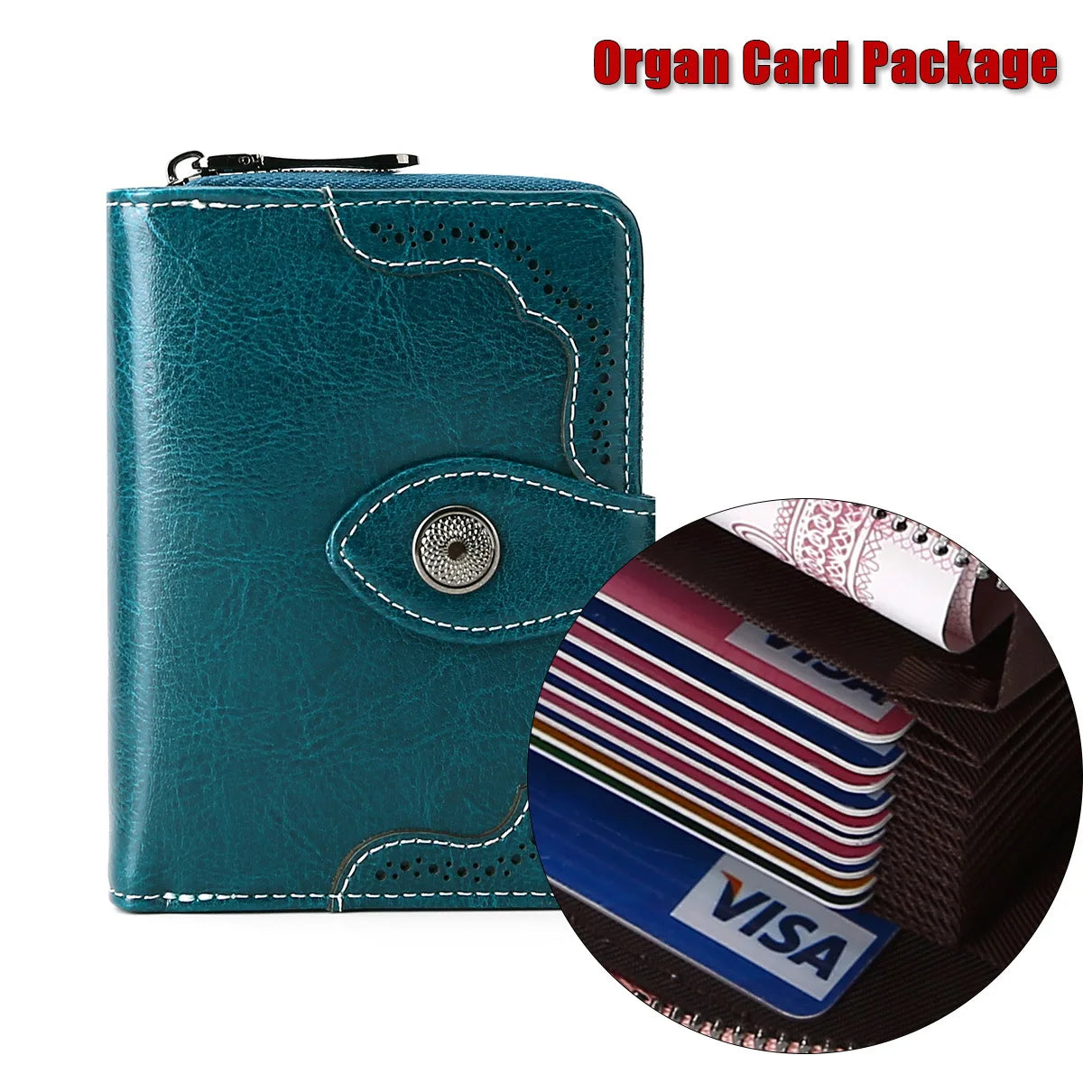 Oil Wax RFID Small Wallet Women Clutch Bag