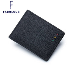RFID Blocking Men's Wallet Litchi Texture Slim Front Pocket Bifold