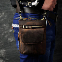 Leather Men Multi-function Coffee Small Crossbody Shoulder Bag