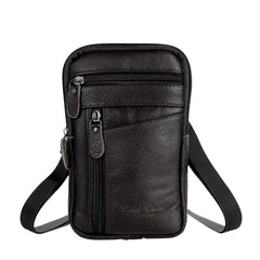 Leather Men Shoulder Crossbody Bag Business Casual Messenger Phone Pouch