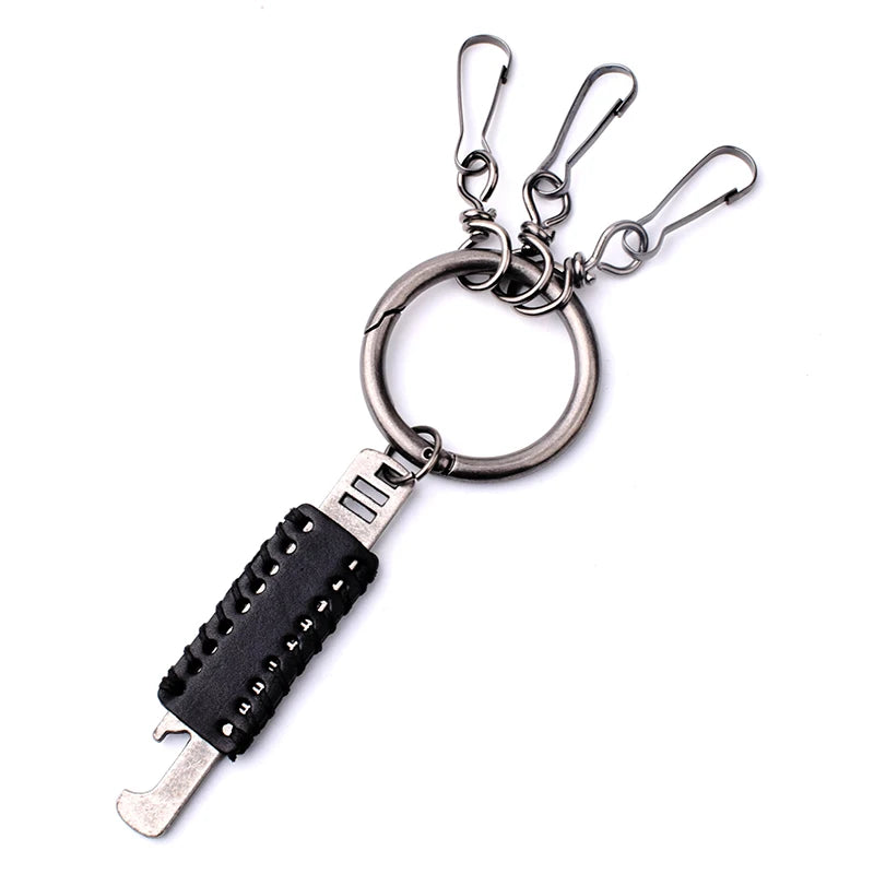 Leather Keychain Ring With Bottle Opener