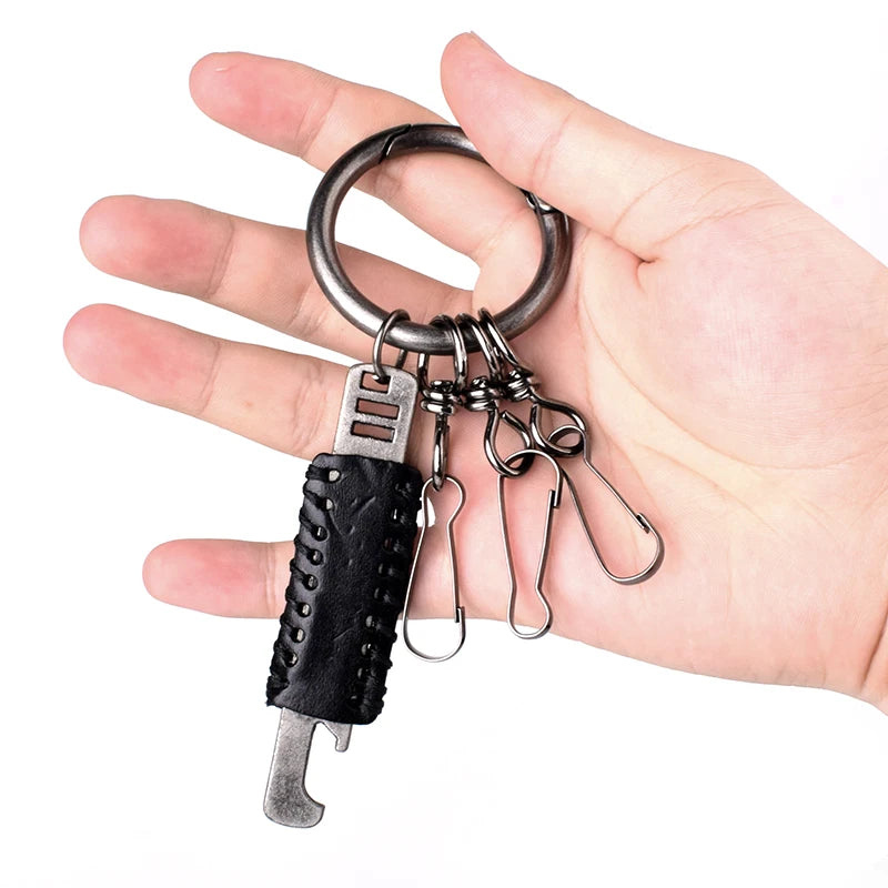 Leather Keychain Ring With Bottle Opener