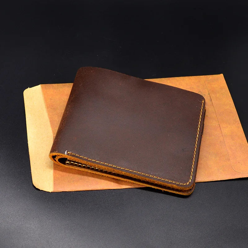 Vintage Men's Leather Wallet Top Crazy Horse Small Purse