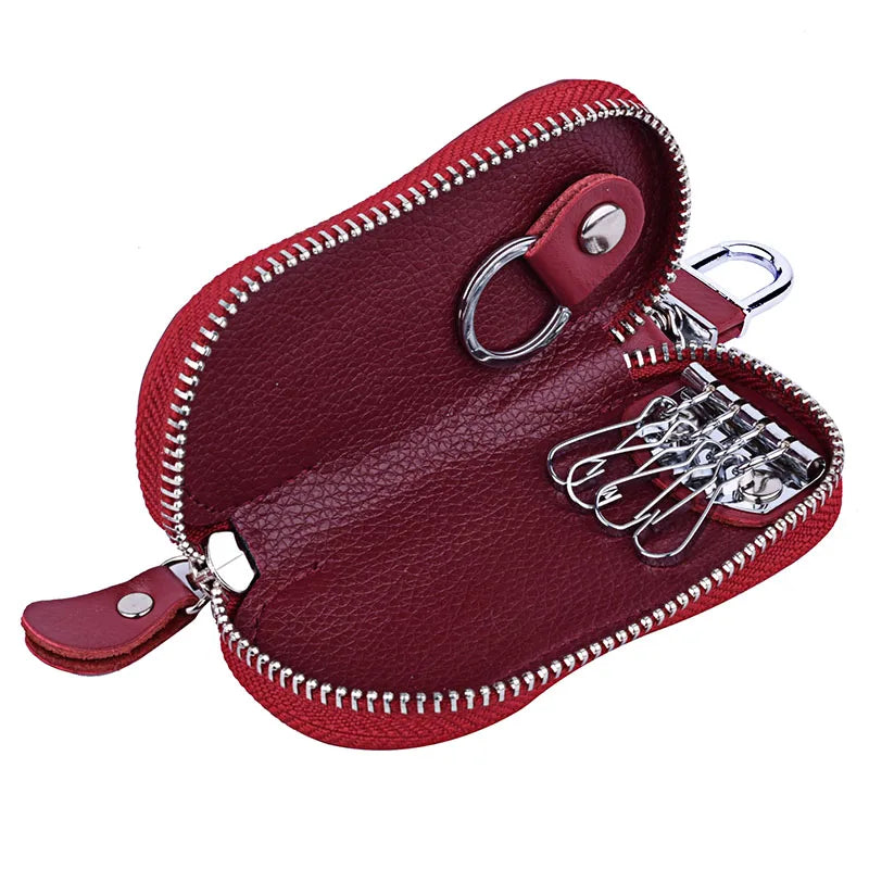 Leather Key Wallet Keychain Car Organizer Pouch