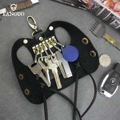 Men's Leather Key Wallet Car Smart Key Holder Housekeeper Key Case Pouch
