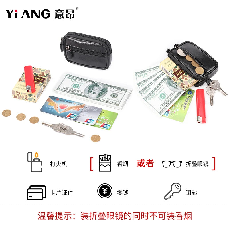 Men's Mini Belt Bag Cowhide Waist Fanny Pack