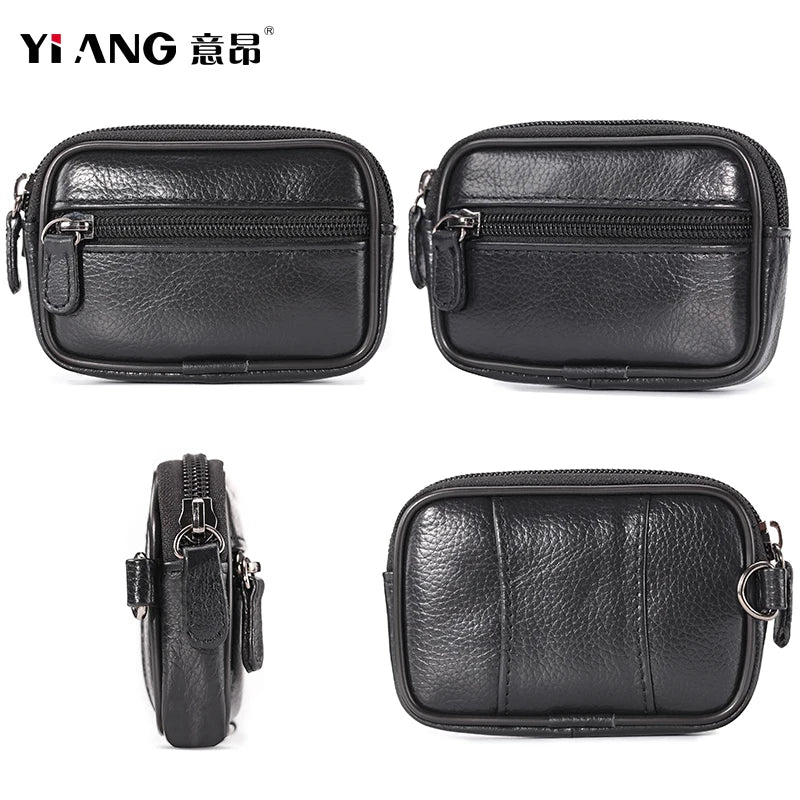 Men's Mini Belt Bag Cowhide Waist Fanny Pack