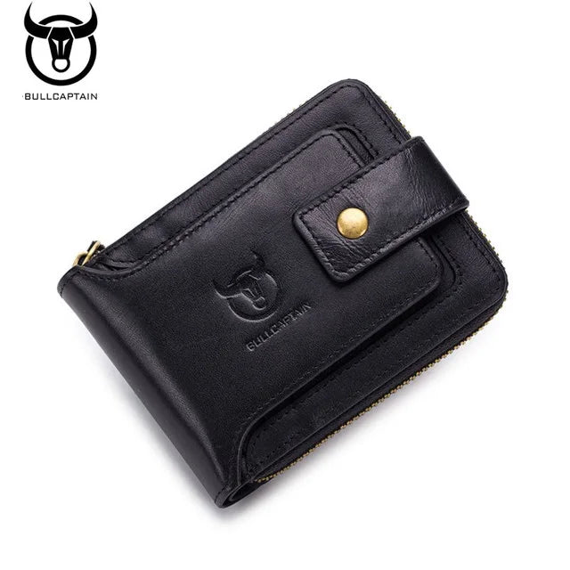 Leather Men's Short Horizontal Wallet Multi-function RFID Purse