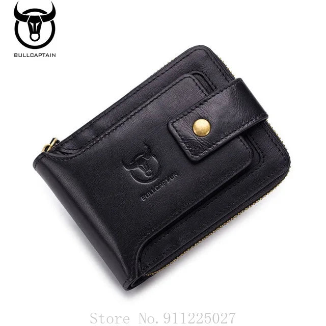 Leather Men's Short Horizontal Wallet Multi-function RFID Purse