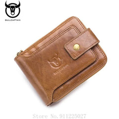 Leather Men's Short Horizontal Wallet Multi-function RFID Purse