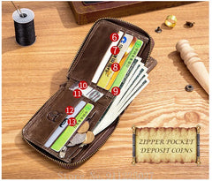 Leather Men's Short Horizontal Wallet Multi-function RFID Purse