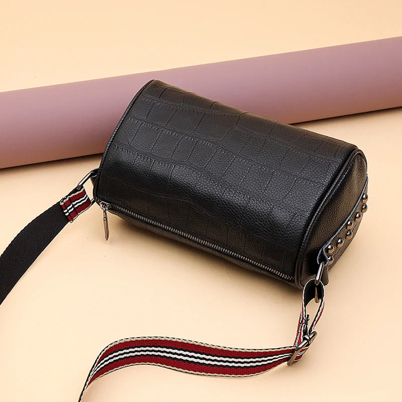 Crocodile Pattern Cowhide Messenger Bag Women Tote Shoulder Bag