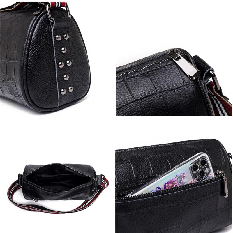 Crocodile Pattern Cowhide Messenger Bag Women Tote Shoulder Bag