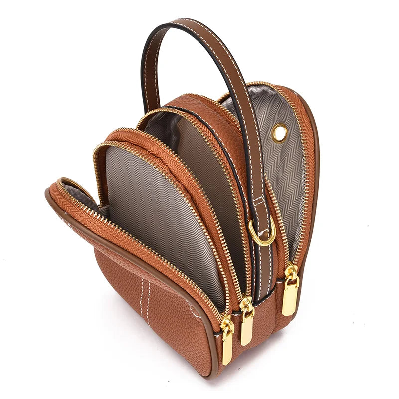 Vintage Leather Messenger Crossbody Bag Small Shoulder Purse