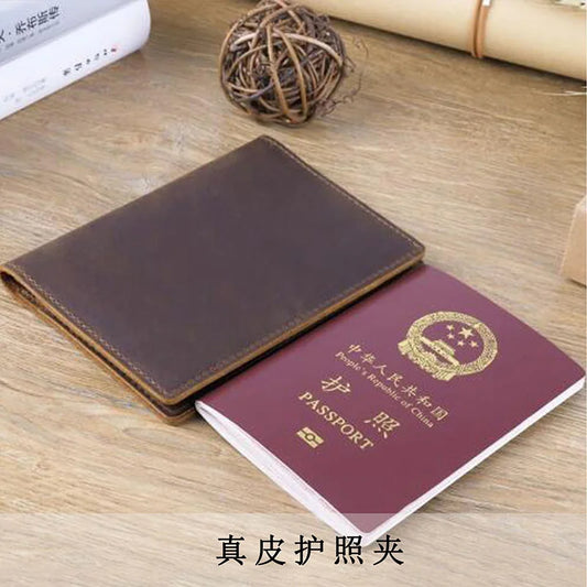 Vintage Leather Passport Holder for Men, Travel Document Orgainzer