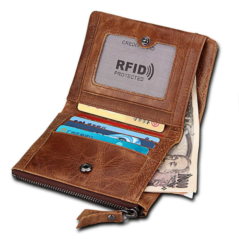 RFID Leather Short Wallet Men Purse in Pocket Men Wallet