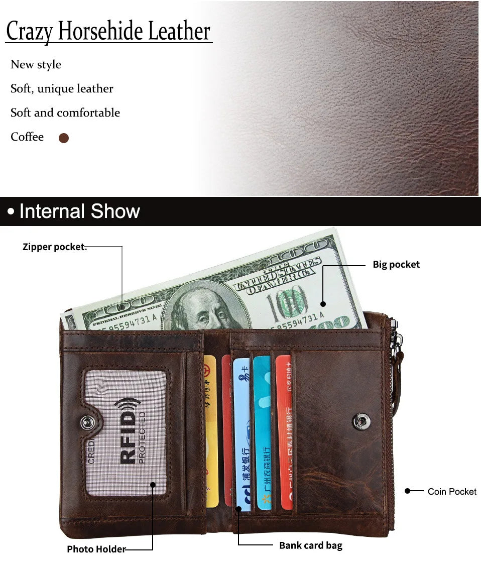RFID Leather Short Wallet Men Purse in Pocket Men Wallet