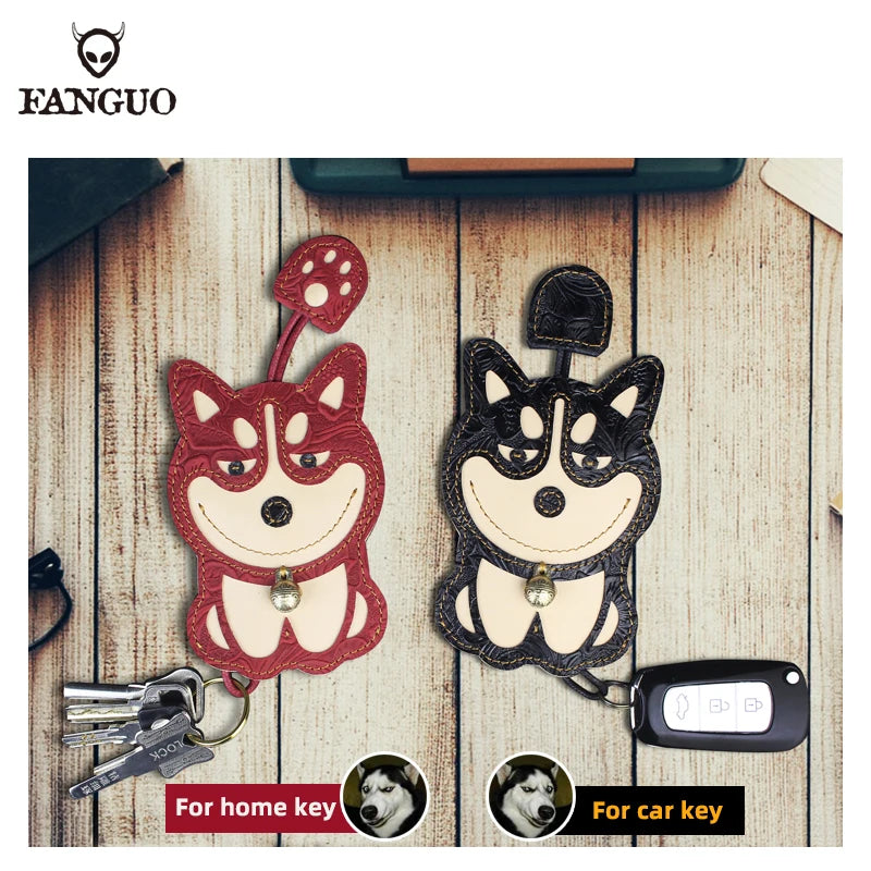 Leather Smart Key Holder Bag Cowskin Keychain Housekeeper Key Case