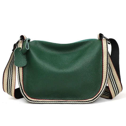 Leather Tote Bag Cowhide Women Handbags Shoulder Bags Wide Strap Messenger Bag