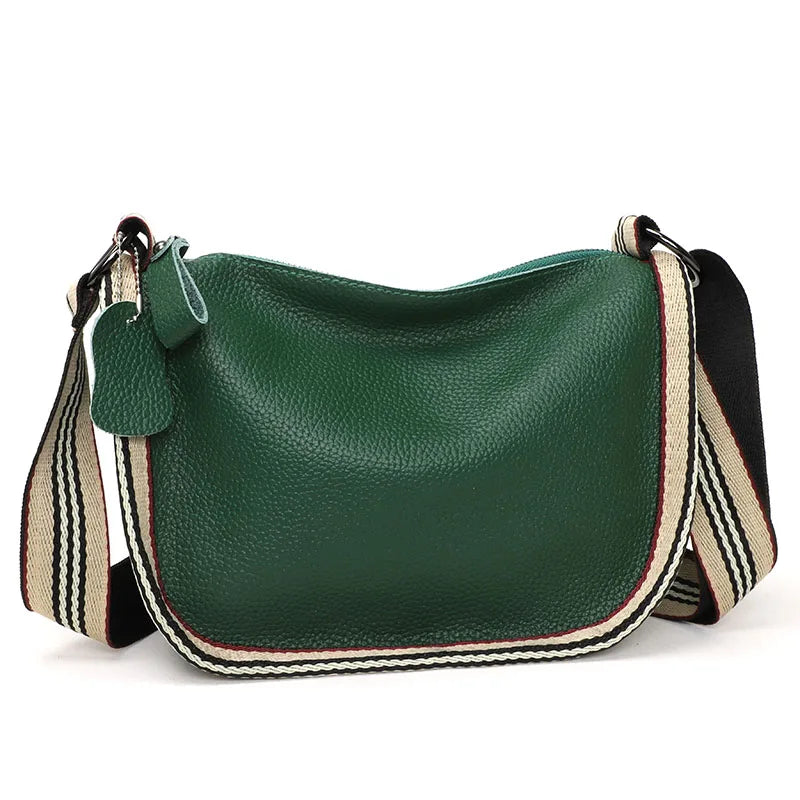 Leather Tote Bag Cowhide Women's Handbag Shoulder Bag with Wide Strap